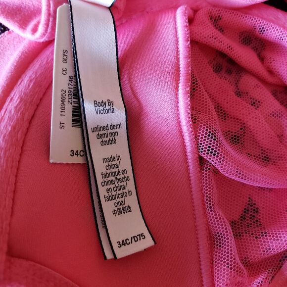 Victoria's Secret Lace Underwire Unlined Demi Bra Peach Women's Size 34C - Picture 12 of 12